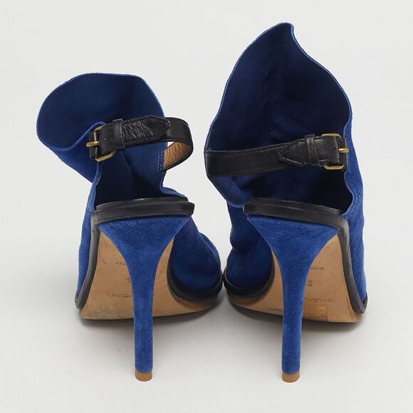 Balenciaga Blue Suede And Black Leather Glove Open Toe Slingback Sandals Size 35 - Picture 5 of 7